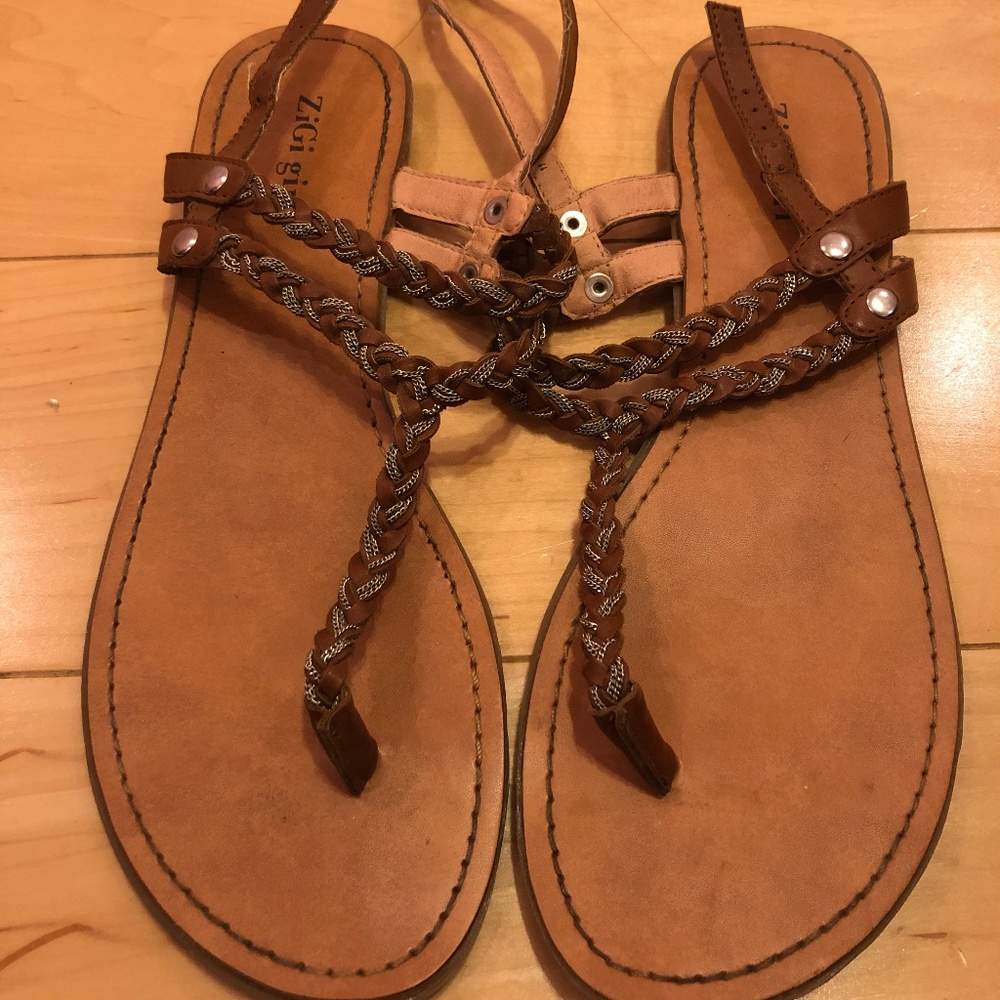 Brown Leather Flat Sandal
